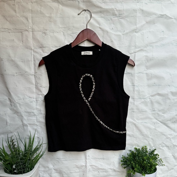 Sandro
Short Vest with Rhinestone Teardrop size 3 US L Large NWOT - Picture 5 of 15